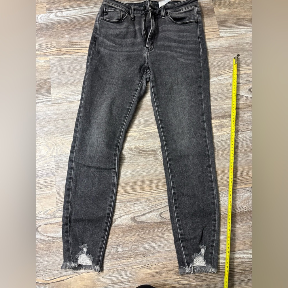 Kancan grey skinny jeans with raw hem